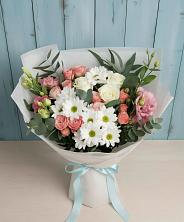 Букет цветов из:  Розы, Лизиантусы и Хризантемы в Кузнецово