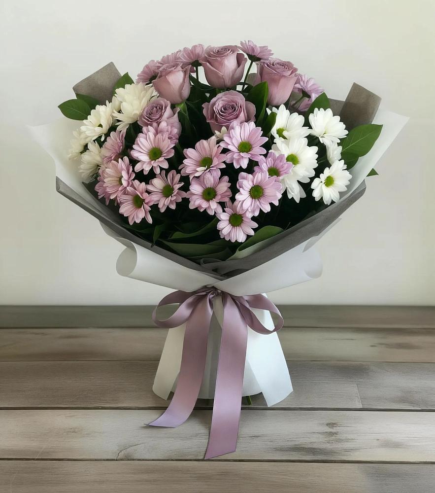Букет цветов из: Хризантемы и Розы в Кузнецово