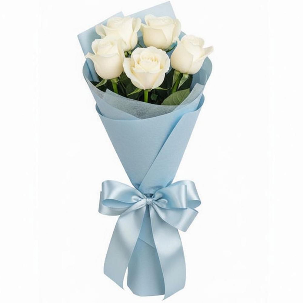 Букет 5 Белых роз Проуд в Кузнецово