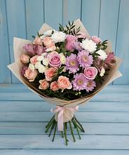 Букет цветов из:  Хризантемы, Розы и Альстромерии в Кузнецово
