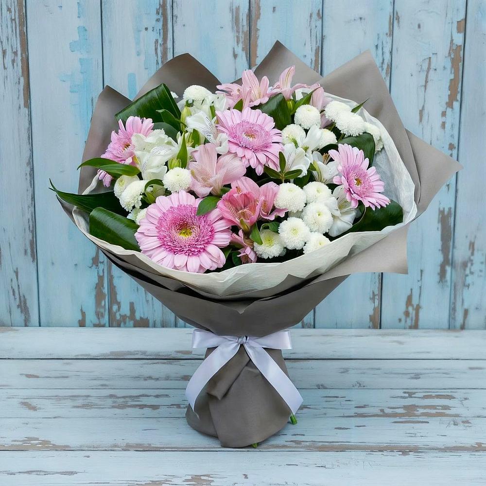 Букет цветов из: Герберы, Альстромерии и Хризантемы в Кузнецово