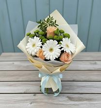 Букет цветов из:  Герберы, Розы и Хризантемы в Кузнецово