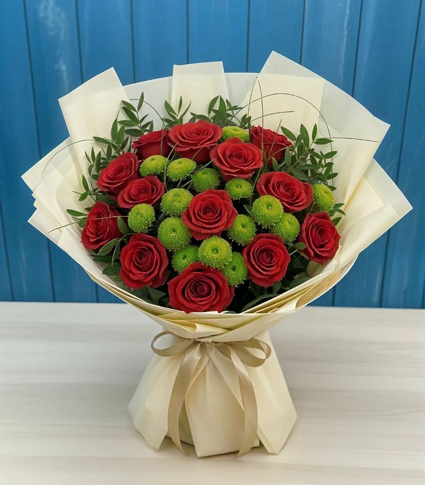 Букет цветов из: Розы и Хризантемы в Кузнецово