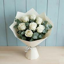 Букет Белые розы в Эвкалипте в Кузнецово